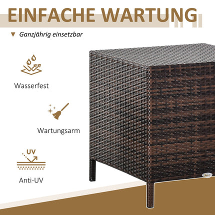 Polyrattan Set of 3 brown coffee tables, different sizes