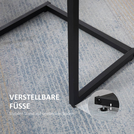 Set of 3 C-shaped side tables, industrial steel, rustic brown