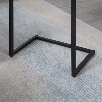 Set of 3 C-shaped side tables, industrial steel, rustic brown