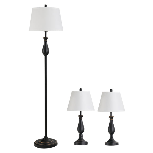 Vintage table and floor lamp set, metal base, E27 bulbs