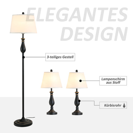 Vintage table and floor lamp set, metal base, E27 bulbs