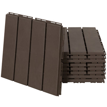 Garden terrace Click Floor tiles, Set of 9, 30x30 cm Brown