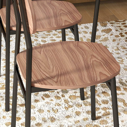 Dining table set with 4 chairs, teak and steel, modern design