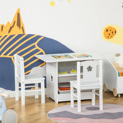Toddler table & 2 chairs, MDF, white/grey