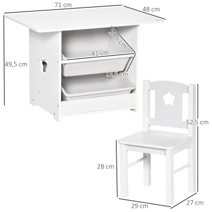 Toddler table & 2 chairs, MDF, white/grey