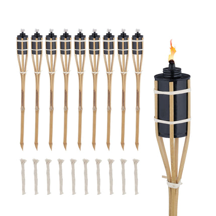Set of 10 Garden Torches 60cm