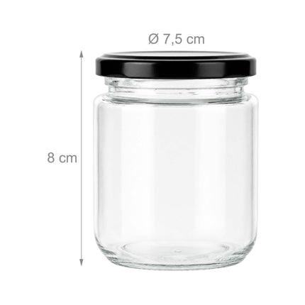 Set of 10 Glass Jam Jars with Airtight Lids, 200ml