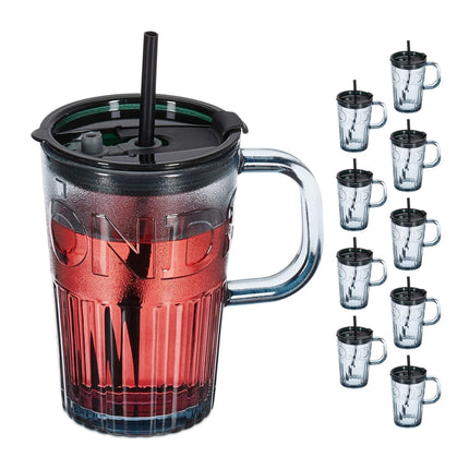 Set of 10 drinking glasses with handles