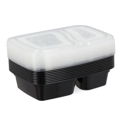 Set of 10 mealprep boxes, 2 compartments
