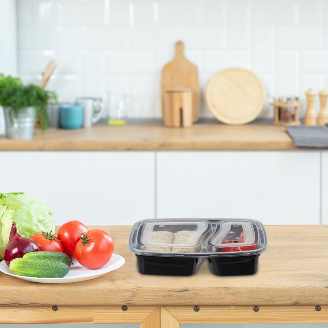 Set of 10 mealprep boxes, 2 compartments
