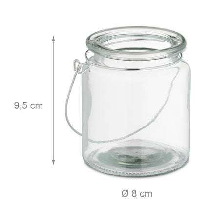 Set of 12 Glass Candle Lanterns with Handles
