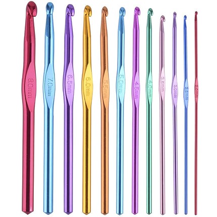 Set of 12 crochet hooks.