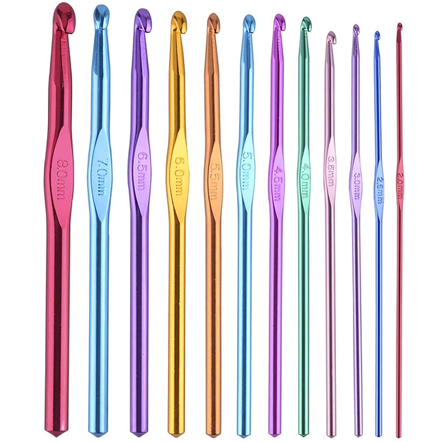 Set of 12 crochet hooks.