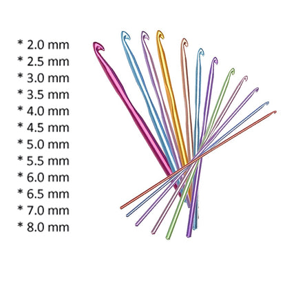Set of 12 crochet hooks.