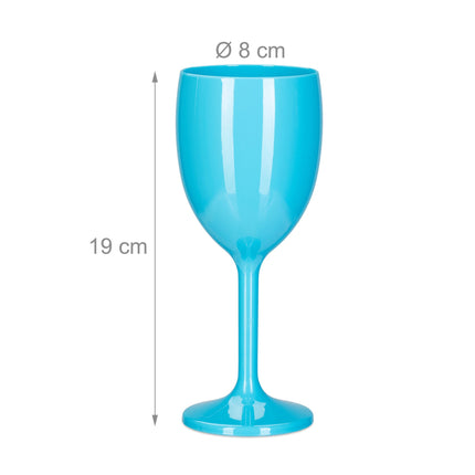 Set of 12 turquoise plastic wine glasses