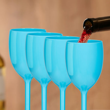 Set of 12 turquoise plastic wine glasses