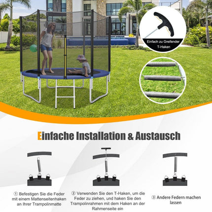Set of 20 trampoline springs 14 cm heavy galvanized steel springs with T-hook pulling tool