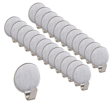 Set of 24 self-adhesive stainless steel hooks