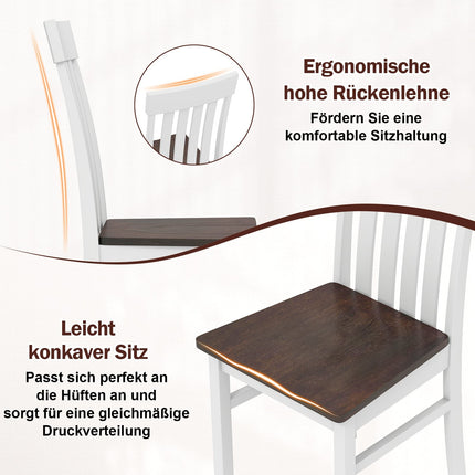 Set of 2 Armless Dining Chairs, Ergonomic, Brown