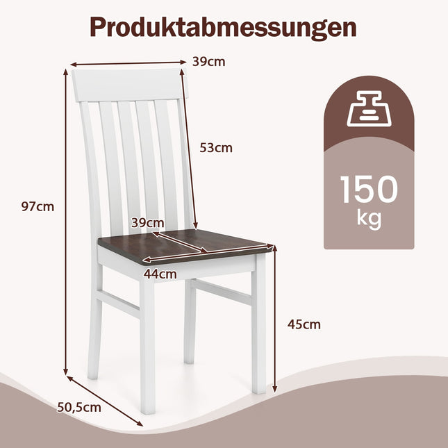 Set van 2 ergonomische eetkamerstoelen zonder armleuningen, bruin