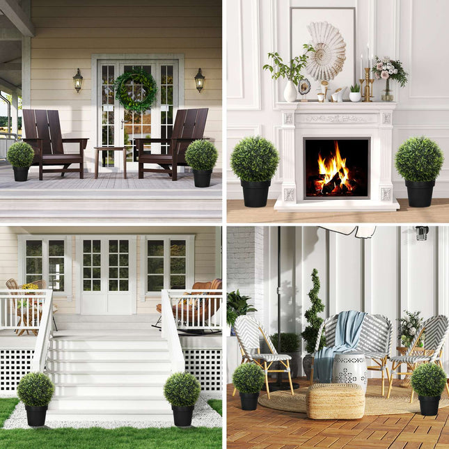 Artificial Cedar Planter Set, 45cm - Indoor/Outdoor Decor