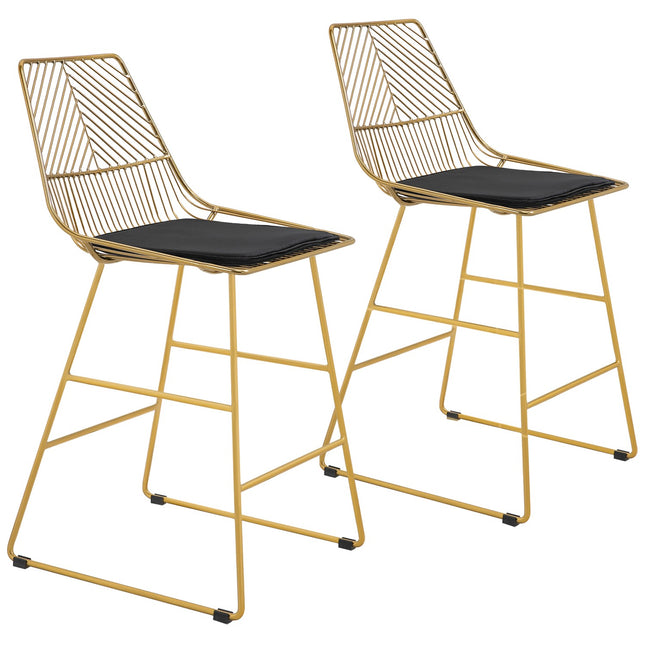 Set of 2 bar stools, gold steel legs, 46x56x95 cm
