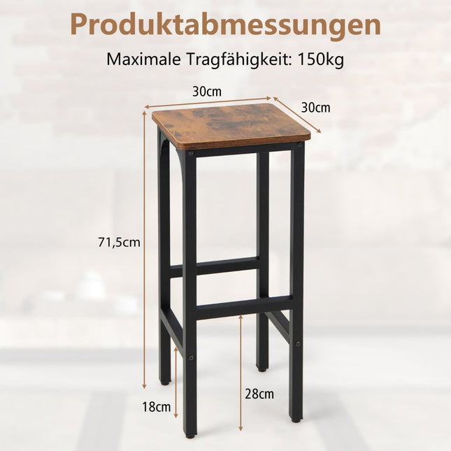 Set of 2 Bar Stools with Footrests, 150kg Capacity