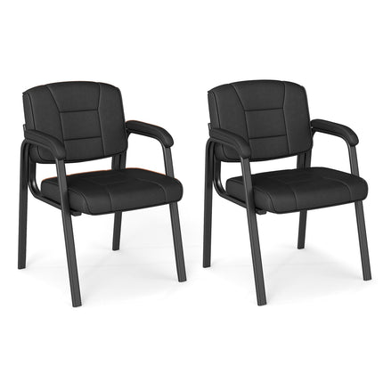 Set of 2 Black Conference Chairs with Padded Armrests