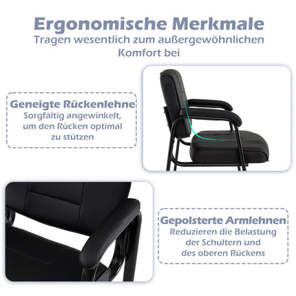 Set of 2 Black Conference Chairs with Padded Armrests