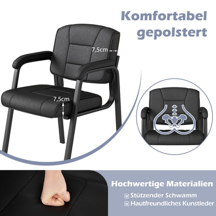 Set of 2 Black Conference Chairs with Padded Armrests