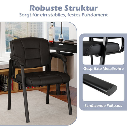 Set of 2 Black Conference Chairs with Padded Armrests