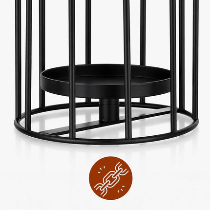 Set of 2 Black Iron Glass Lanterns for Candles