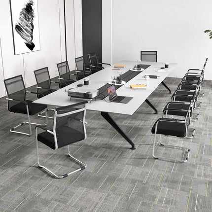 Set of 2 Black Mesh Office Guest Chairs with Sled Base