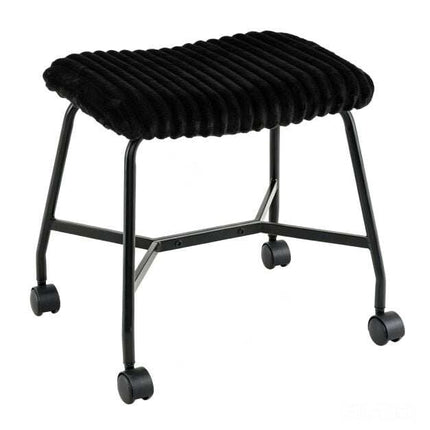 Set of 2 Black Padded Rolling Stools with Casters