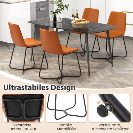 Set of 2 Brown Faux Leather Dining Chairs with Metal Legs
