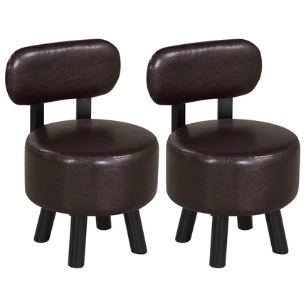 Set of 2 Brown Faux Leather Stools with Backrest, 150kg Capacity