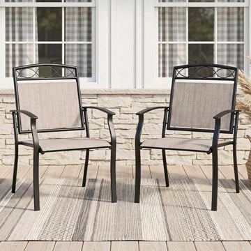 Set of 2 Brown Garden Chairs, Weatherproof & Ergonomic