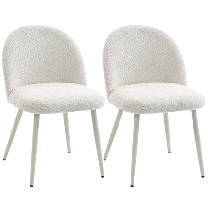 Set of 2 Cream Dining Chairs, Chenille Upholstery, 120kg Capacity