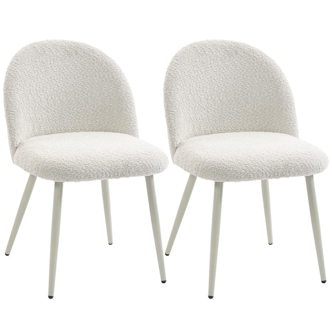 Set van 2 crèmekleurige eetkamerstoelen, bekleed met chenille, draagvermogen 120 kg