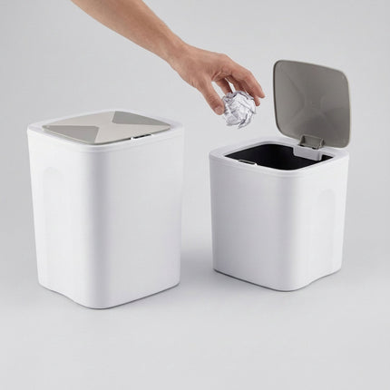Set of 2 Cream Plastic Sensor Bins, 14L & 16L