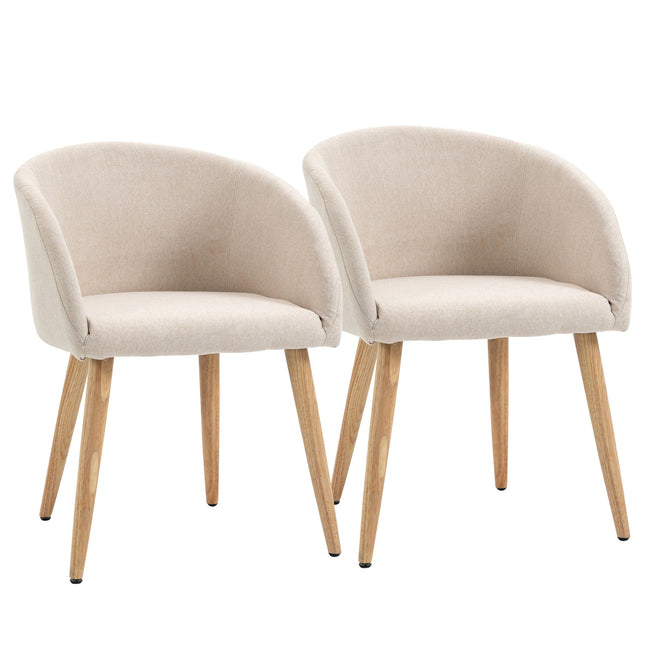 Set van 2 eetkamerstoelen, linnen stof, metalen frame