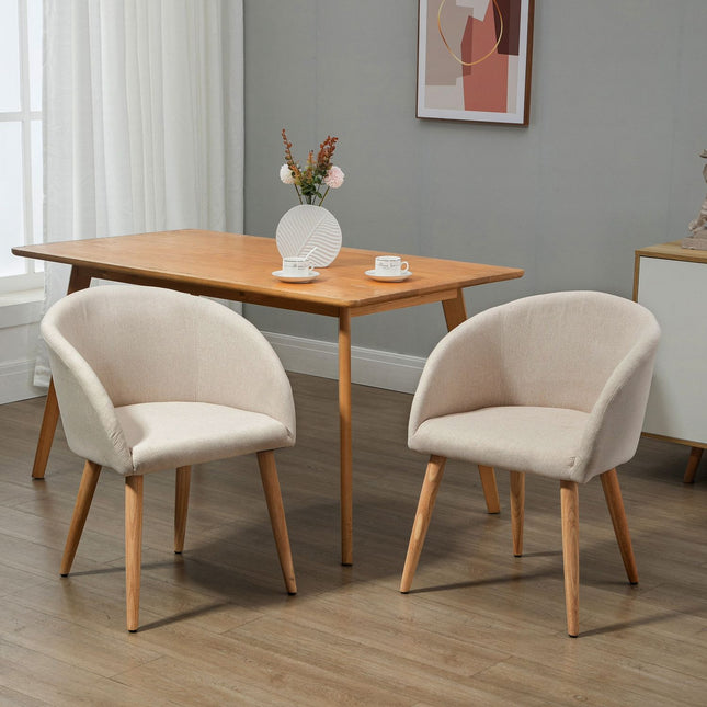 Set van 2 eetkamerstoelen, linnen stof, metalen frame