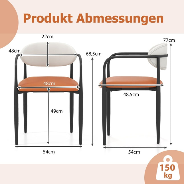 Set van 2 eetkamerstoelen met gewatteerde zitting en rugleuning.