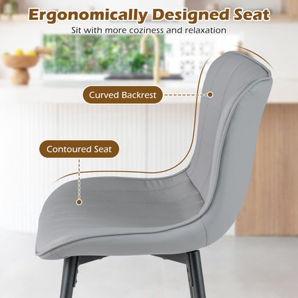Set of 2 Ergonomic Bar Stools with Padded Seat, Gray