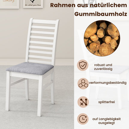 Set of 2 Faux Leather Dining Chairs, Rubberwood Legs, White/Grey