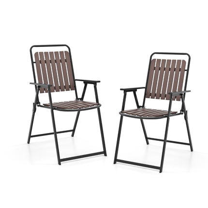 Set of 2 Folding Patio Chairs – 180 kg, PP Slatted Seat