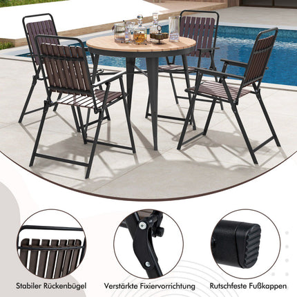 Set of 2 Folding Patio Chairs – 180 kg, PP Slatted Seat