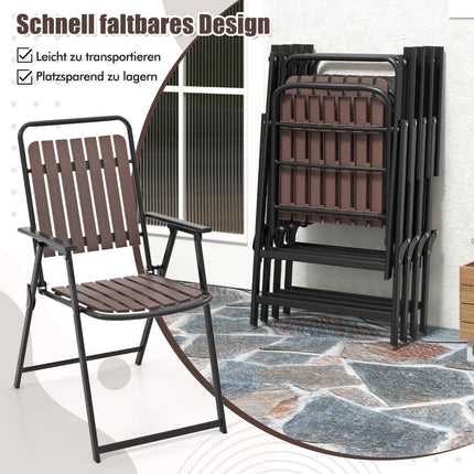Set of 2 Folding Patio Chairs – 180 kg, PP Slatted Seat