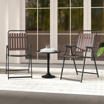 Set of 2 Folding Patio Chairs – 180 kg, PP Slatted Seat