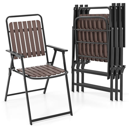 Set of 2 Folding Patio Chairs – 180 kg, PP Slatted Seat